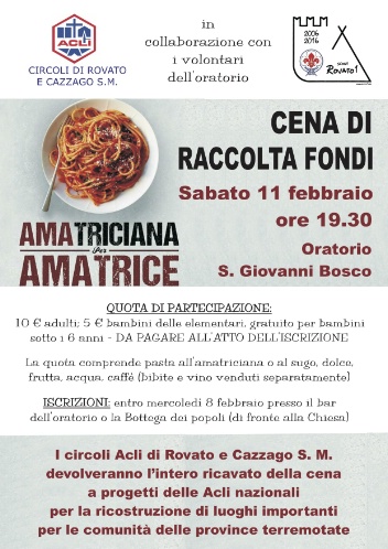 Una amatriciana per Amatrice a Rovato